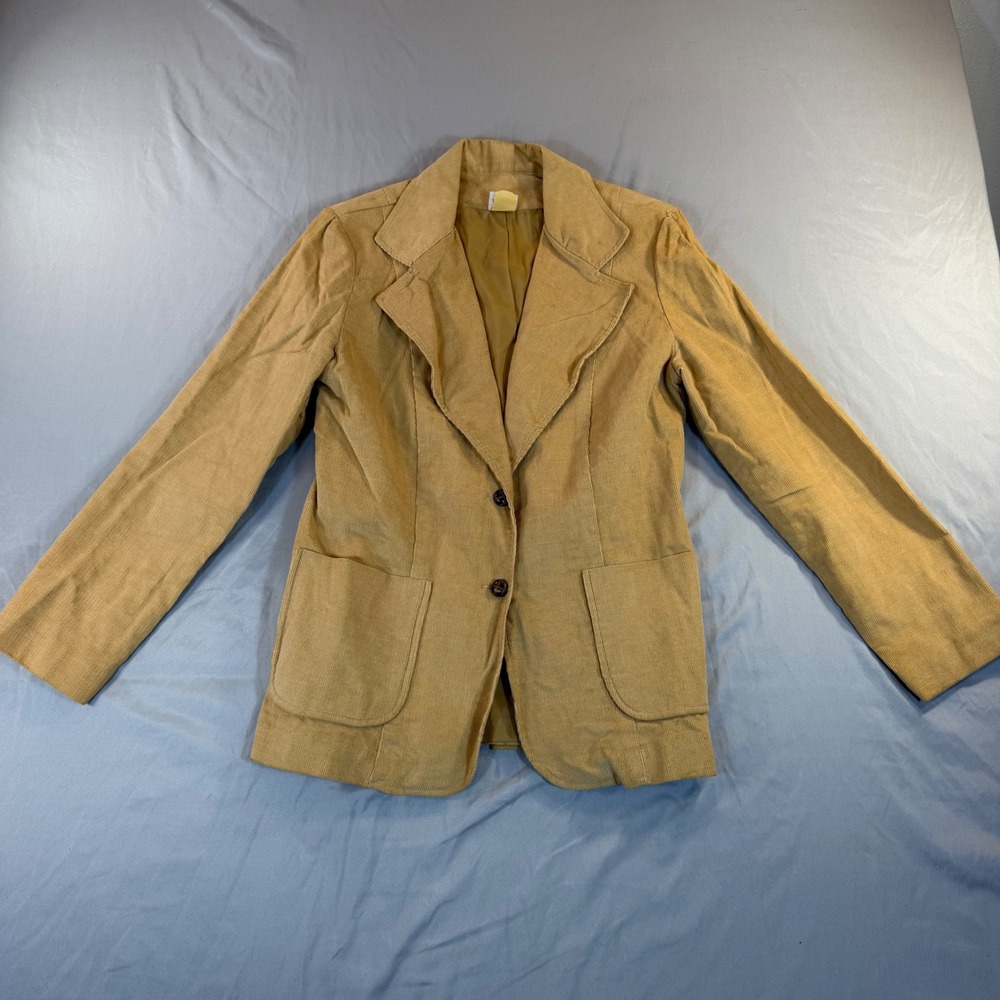 Vintage JCPenney Tan Corduroy Jacket Womens 14 70s Equestrian Preppy Academia